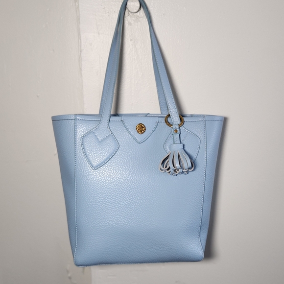 Anne Klein Light Blue Lion Logo Pebble Bag - Picture 1 of 8
